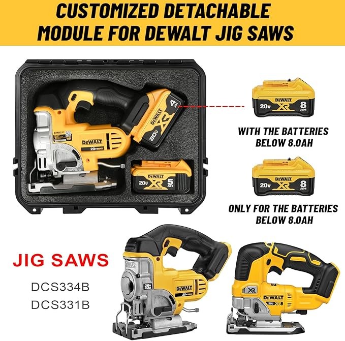 Case for Dewalt Jigsaw Power Tool - Waterproof Hard Tool Box for Dewalt 20V Jig Saw DCS334B | DCS331B, Power Tool Combo Kit Bag for Dewalt Herramientas 20V Max Cordless Jig Saw Set/Battery (Case Only) thumbnail 4