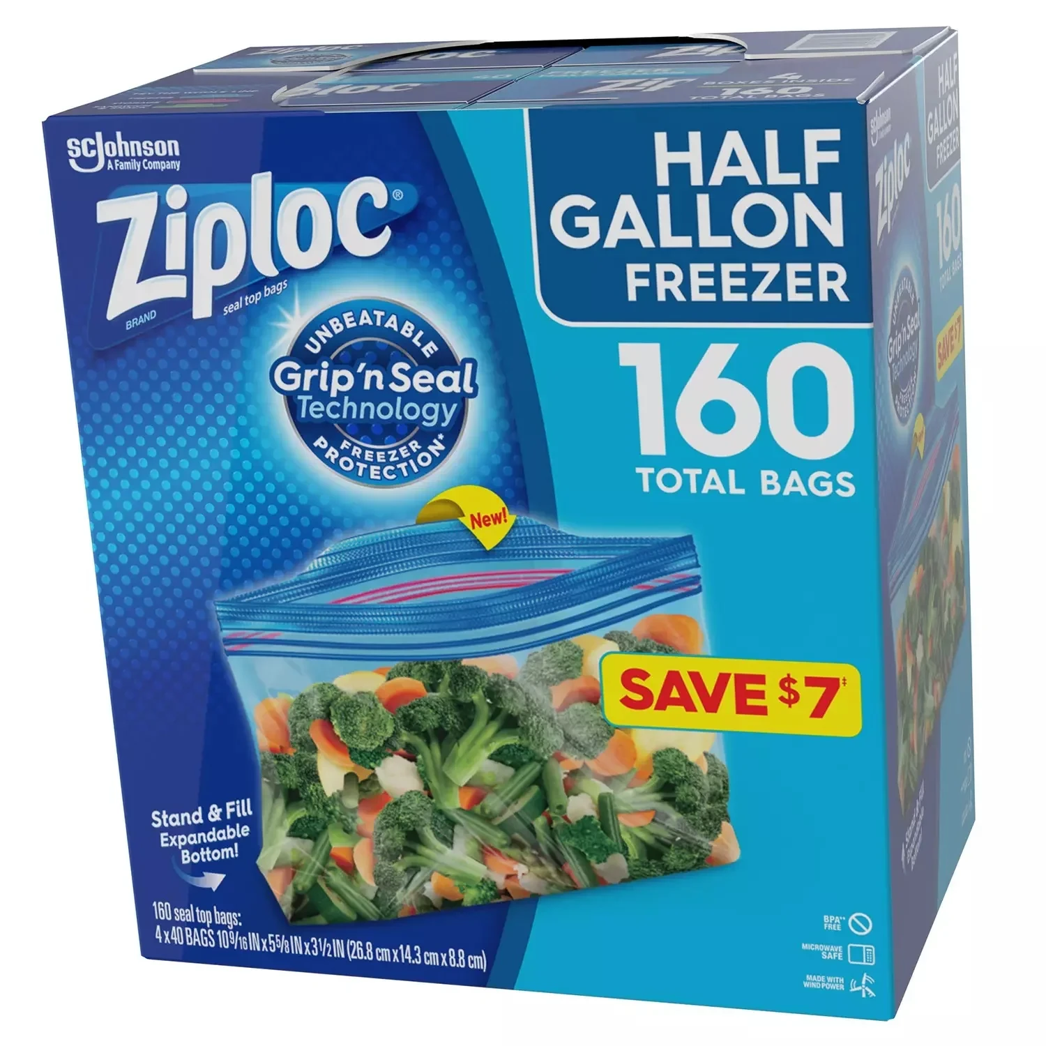 Ziploc Half Gallon Freezer Bags, 160 ct. thumbnail 2
