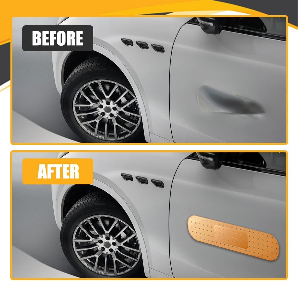 2PCS Car Bandaid Sticker, Giant Car Bumper Sticker Large Bandage Decal, Bandage Funny Automotive Decal, Car Decor Accessories Band-Aid Shape Stickers Large Decals Universal for Vehicle (Beige*2) thumbnail 5