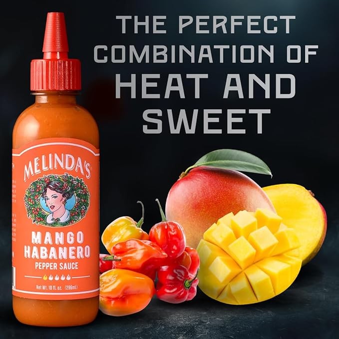 Melindaâ€™s Mango Habanero Hot Sauce - Sweet & Mild Mango Habanero Sauce Made with Real Mango, Fresh Peppers, Vinegar, Carrot & Lime - 10oz Squeeze, 1 Pack thumbnail 3