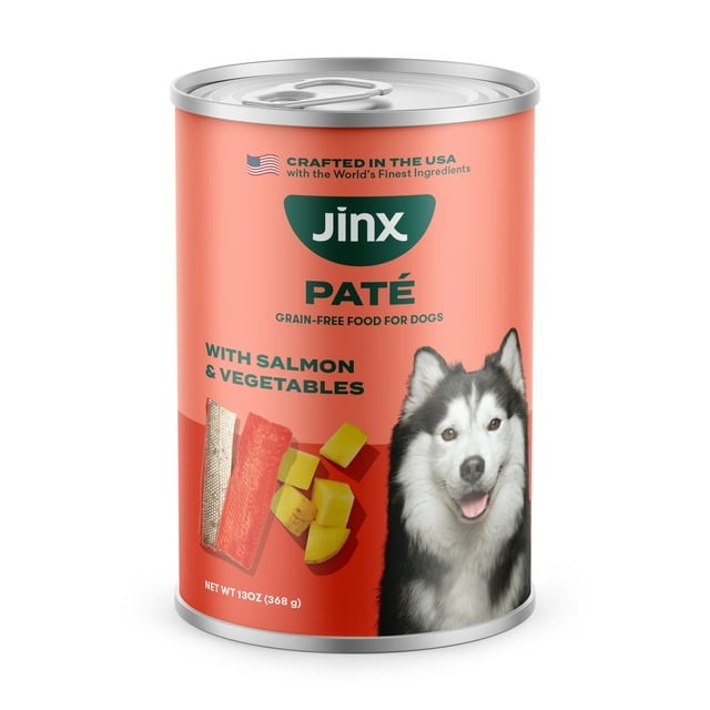Jinx Pate with Salmon & Vegetables Natural Wet Dog Food, Grain Free, 13 0z. Can