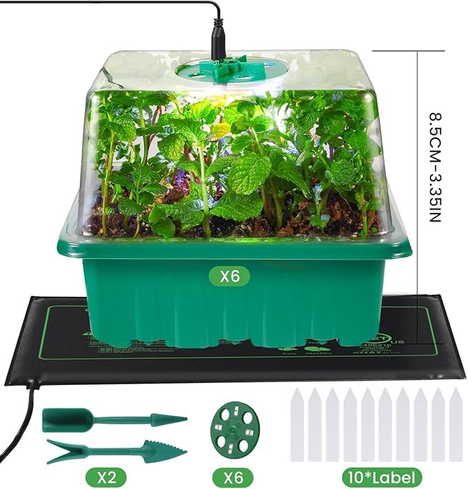 Seed Starter Trays with Grow Lights and Heat Mat, 72 Cells Seed Starter Kit with Lights, 3 Lighting Mode, 4 Timing Set, Germination Kit for Seed Starting Trays with High Humidity Control Domes thumbnail 5