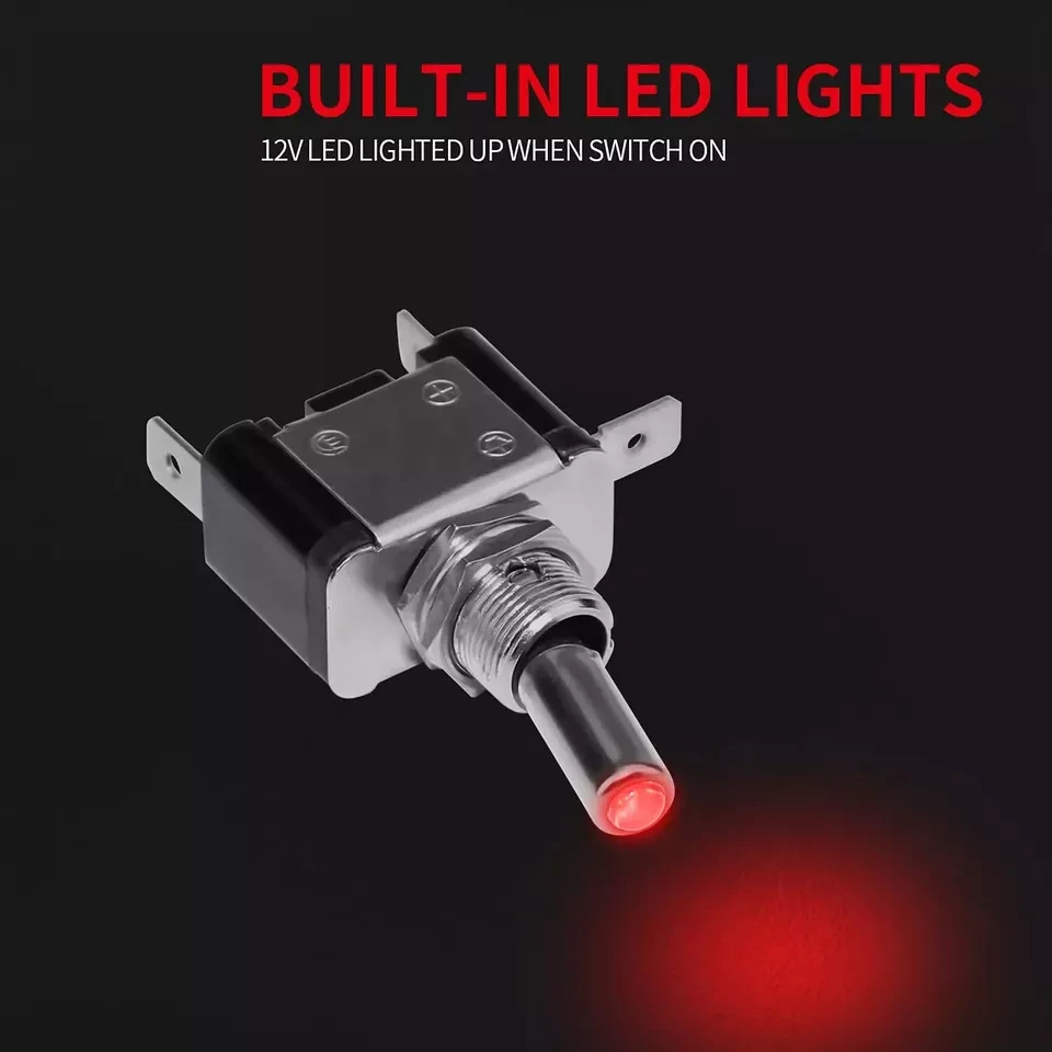 Red 12V LED Toggle Switch with Safety Cover - 2 Pack Heavy Duty thumbnail 4