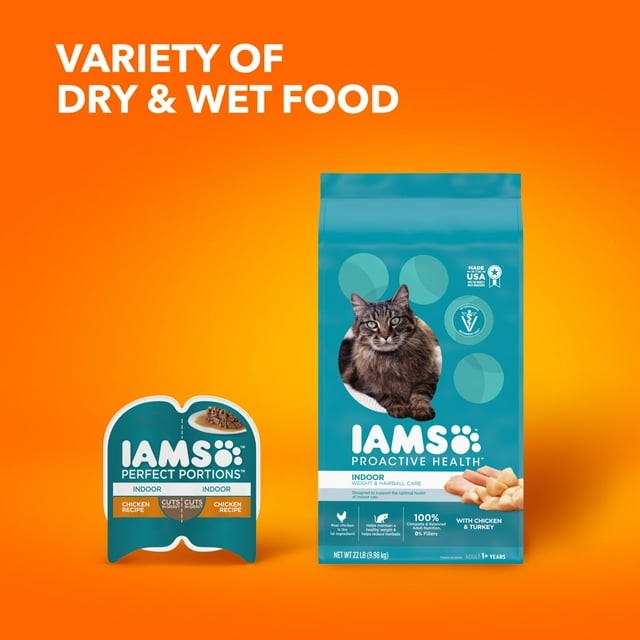 Iams Proactive Health Indoor Weight & Hairball Control Dry Cat Food For Adult Cats, 3.5 Lb. Bag thumbnail 3