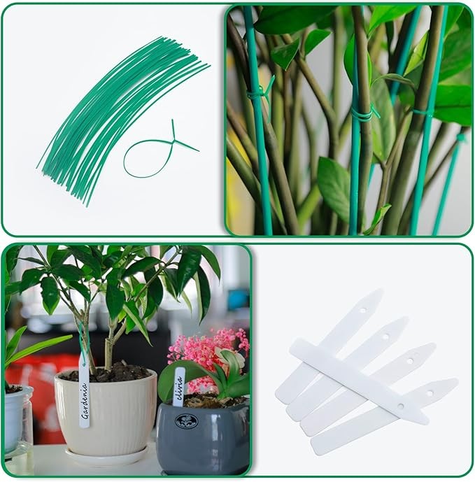 Plant Stakes 50 PCS Garden Green Bamboo Sticks Plant Support Stakes for Indoor and Outdoor Plants, Wooden Sign Posting Flower Pot Garden Stakes(15" 25pcs+17" 25pcs) thumbnail 3