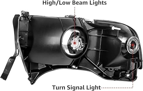 Headlights Assembly compatible with 1994-2001 Dodge Ram 1500,94-02 RAM 2500 3500 (Non-Sport Models) Headlights w/Bulb & Corner Lights, Driver Passenger Side, Chrome Housing Clear Lens thumbnail 5