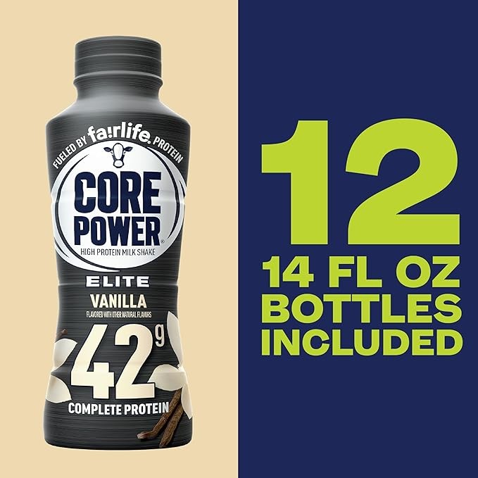Core Power Elite High Protein Shake, Vanilla, 42g Bottle, 14oz, 12 Pack thumbnail 3