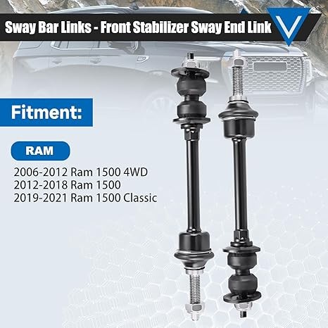 K80894 Front Sway Bar Link Kit Compatible With 2006-2012 Ram 1500 4WD 2012-2018 Ram 1500 2019-2021 Ram 1500 Classic Front Stabilizer Bar End Links Suspension Kit thumbnail 3