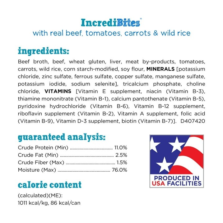 Purina Beneful IncrediBites Small Wet Dog Food Real Beef, Rice & Vegetables, 3 oz Cans (24 Pack) thumbnail 2