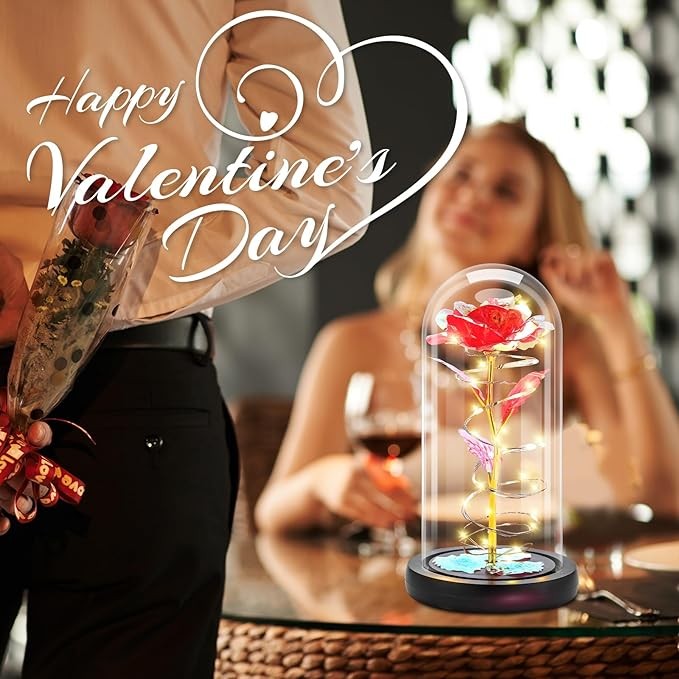 Otlonpe Rose Flower Valentines Day Gifts for Her, Birthday Gifts for Women Mom Wife Girlfriend, Handmade Glass Roses Flowers Womens Gifts for Valentine's Day, Anniversary, Womens Day, Mothers Day thumbnail 7