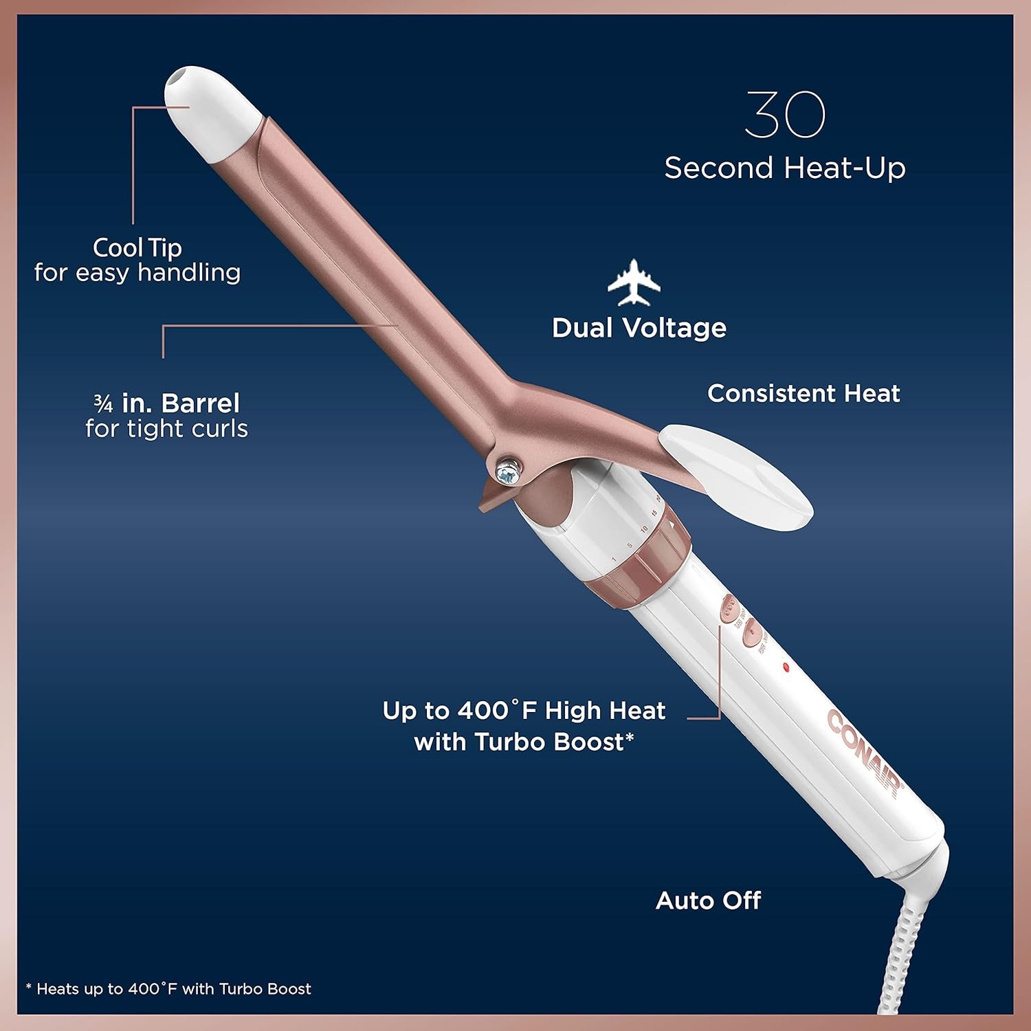 Conair Double Ceramic 3/4-Inch Curling Iron, Â¾-inch barrel produces tight curls â€“ for use on short to medium hair thumbnail 3