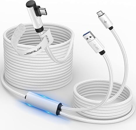 JSAUX Link Cable 16FT with Charging Compatible for Meta Quest 3S/Quest3/2/Pro Accessoriesã€ Charging While Playingã€‘ USB 3.0 High Speed Data Compatible for Oculus 3S/3/2/Pro, Pico 4, PC VR, Steam VR
