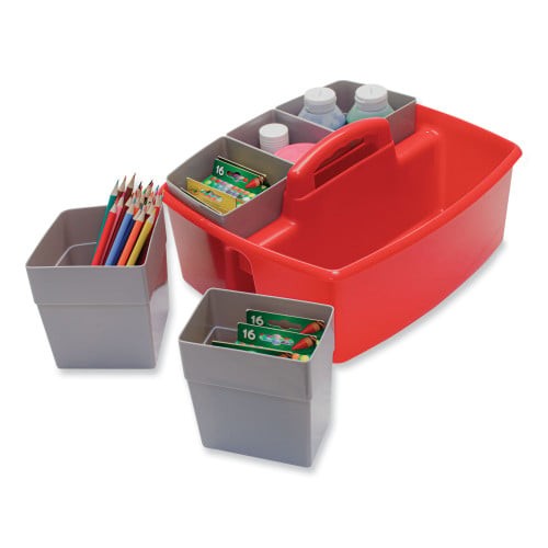 Storex Large Caddy with Sorting Cups, Red, 2/Carton (00981U02C) thumbnail 6