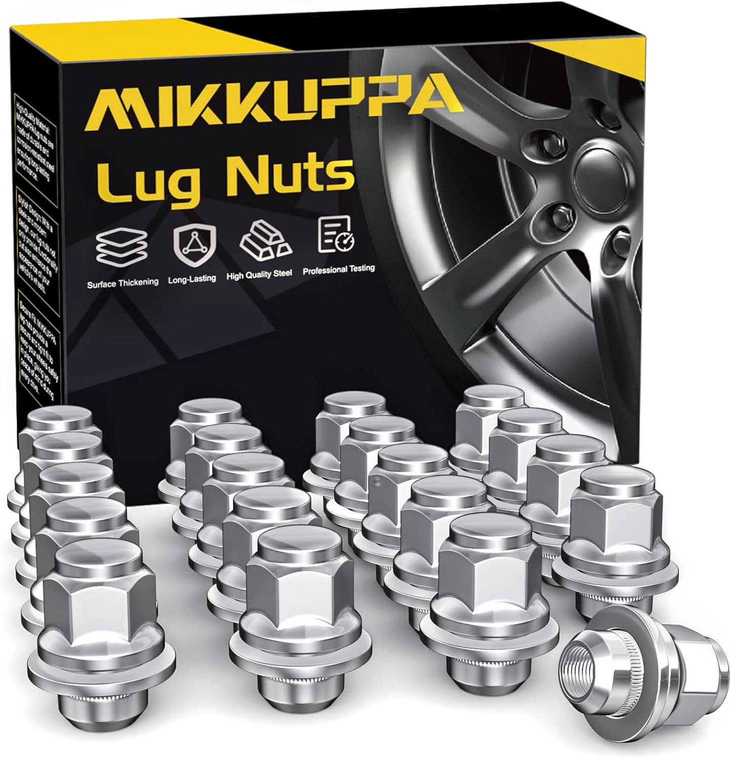 MIKKUPPA 20pcs M12x1.25 Lug Nuts - 1.47 Inch 13/16 Hex OEM Mag Washer Style Factory Replacement Chrome Lug Nuts Replacement for Nissan Infiniti Factory Wheels