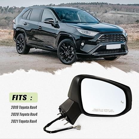Right Passenger Side Mirror Fits 2019-2023 Toyota Rav4 with Power Heated Turn Signal and Blind Spot Match Midnight Black Metallic Replace 879100R271(8 Pins) thumbnail 5
