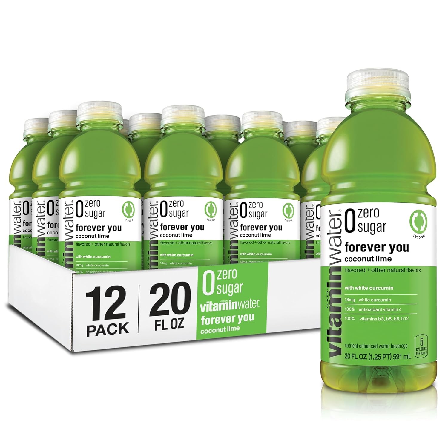 vitaminwater zero forever you nutrient enhanced water w/vitamins, coconut-lime, 20 fl oz, 12 Pack