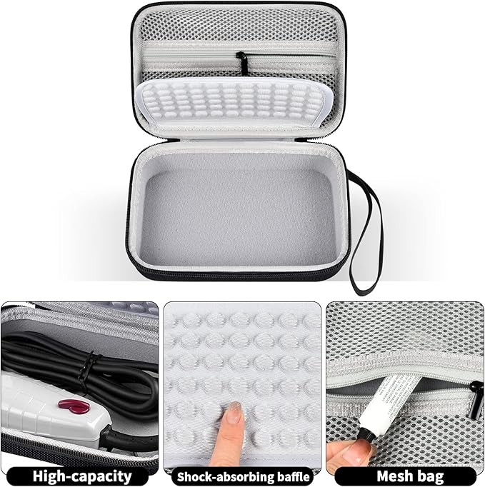 Case for Andis Professional T-Outliner Beard & Hair Trimmer, Model GTO 04780/04710/04603/04775, with Mesh Pocket for Attachment Set - Bag Only (Black+Grey Inner) thumbnail 4