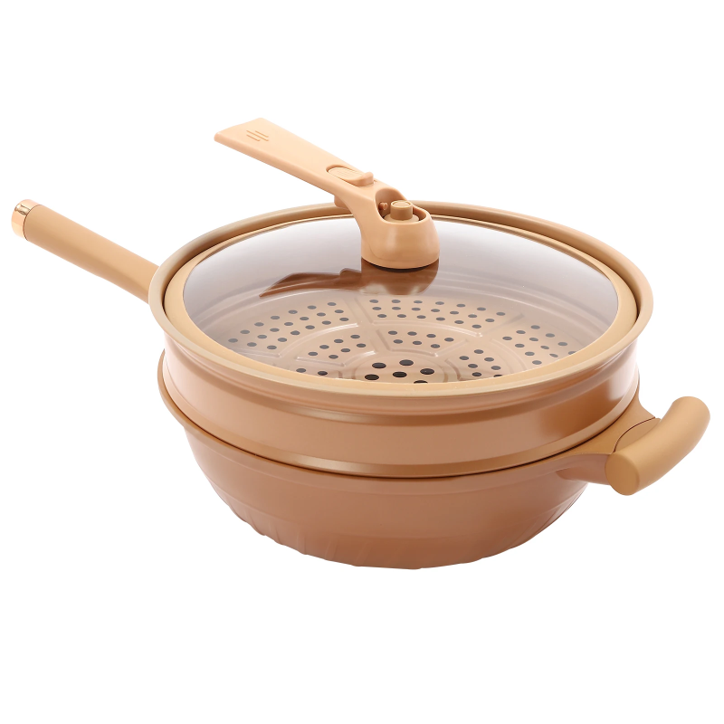 Multi-Purpose Cookware with Non-Stick Surface, Steamer Basket, and Micro-Pressure Function for Frying, Steaming, and Boiling thumbnail 4