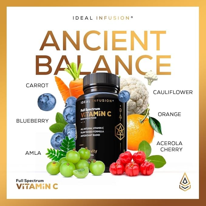 Ideal Infusion Raw Whole Food Vitamin C Complex: Natural Vitamin C Extracted from Organic Oranges and Acerola Cherries with Food Based Bioflavanoids (60 Servings) No Synthetic Ascorbic Acid thumbnail 3