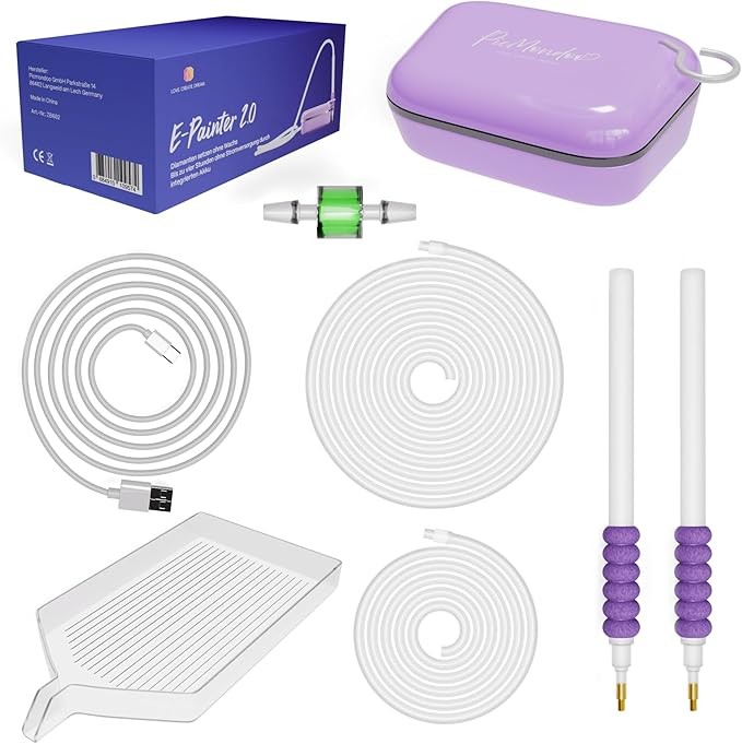 E-Painter for Diamond Painting + AKKU and USB-C - PURPLE - wireless Diamond Painting pen with vacuum pump - Diamond Painting accessories for setting AB stones without wax