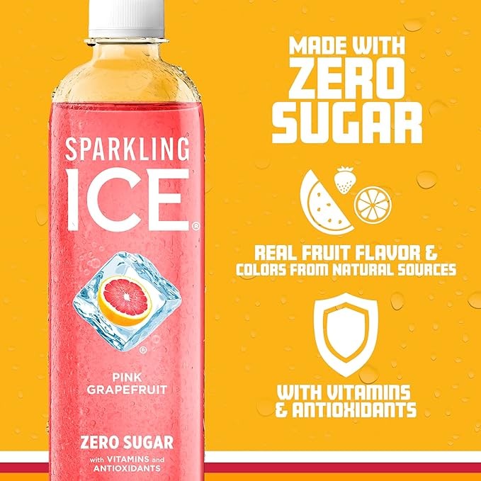 Sparkling Ice, Pink Grapefruit Sparkling Water, Zero Sugar Flavored Water, with Antioxidants and Vitamins, Zero Sugar, 17 fl oz Bottles (Pack of 12) thumbnail 5