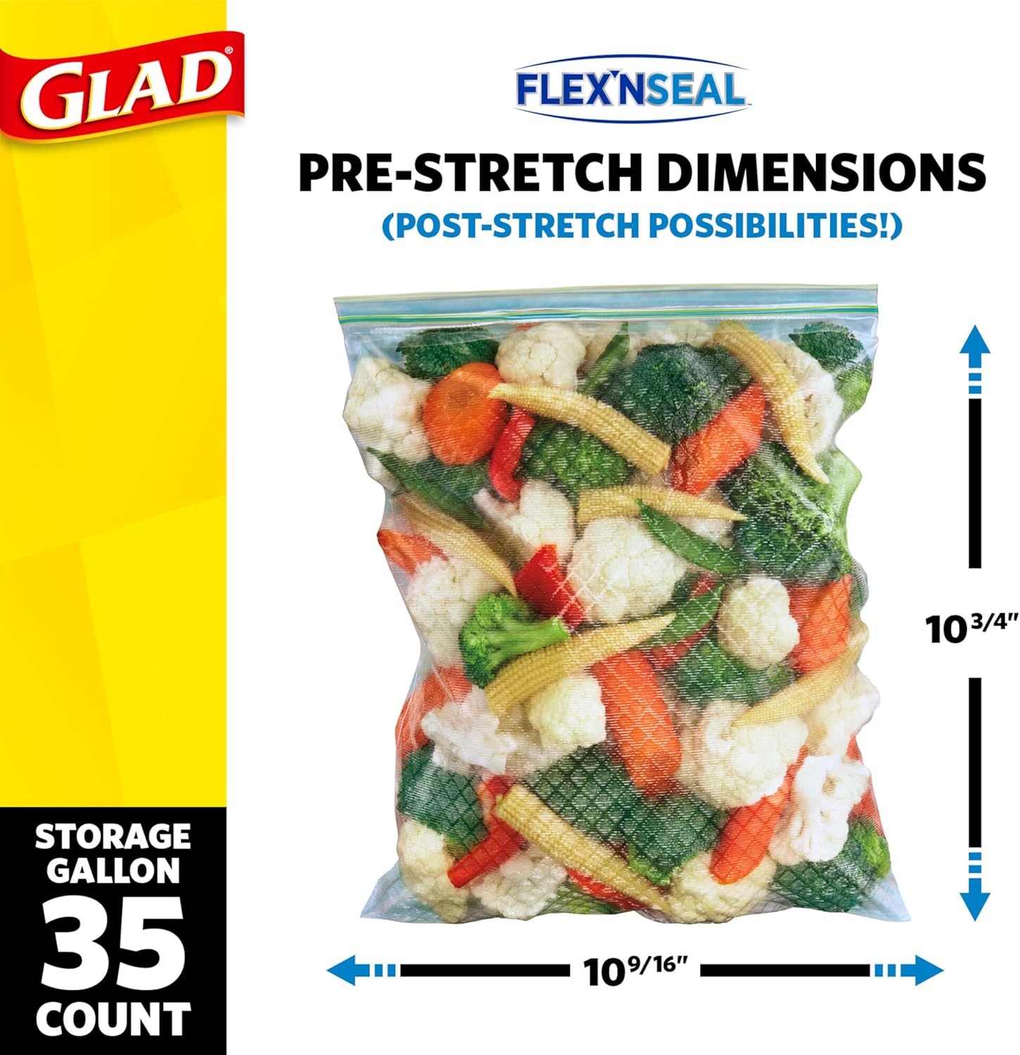 Glad Flex'N Seal Food Storage Plastic Bags, Gallon, 35 Count (Package May Vary) thumbnail 3