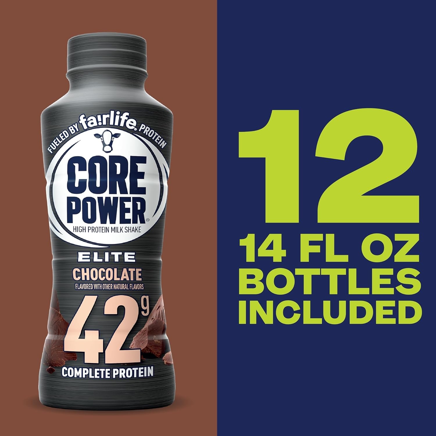 Core Power Elite High Protein Shake, Chocolate, 42g Bottle, 14oz, 12 Pack thumbnail 3