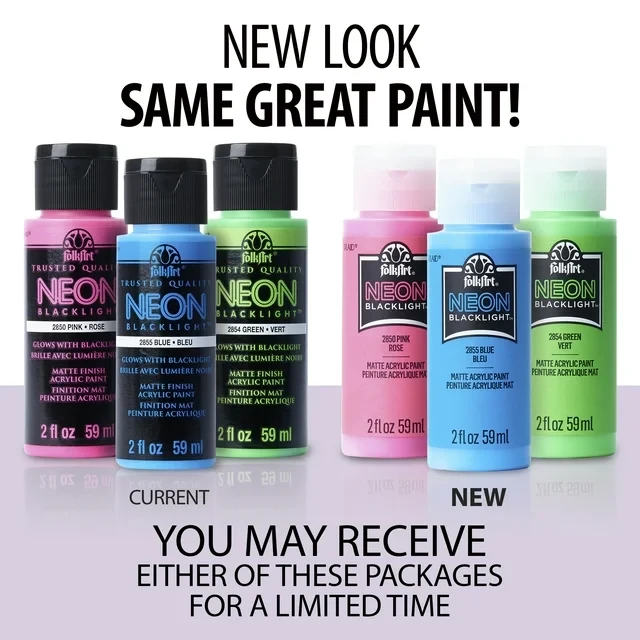 FolkArt Neon Blacklight Acrylic Craft Paint, Matte Finish, Green, 2 fl oz thumbnail 4