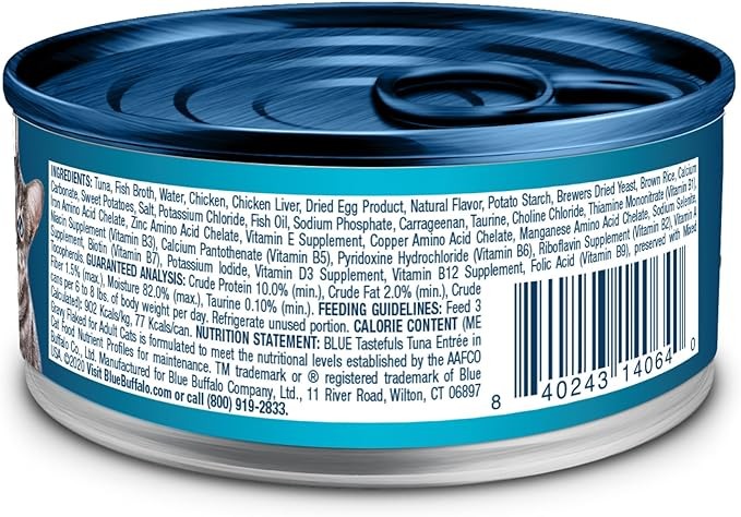 Blue Buffalo Tastefuls Flaked Wet Cat Food, Made with Natural Ingredients, Tuna, 3-oz Cans (24 Count) thumbnail 3