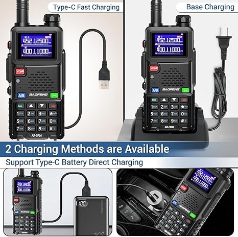 BAOFENG Radio 5RM Ham Radio10W Long Range Handheld AR-5RM Two Way Radio NOAA Weather Receiver Rechargeable Walkie Talkies Longe Range DTMF Copy Frequency 999CH with Type C Charging 2500mAh Battery thumbnail 4