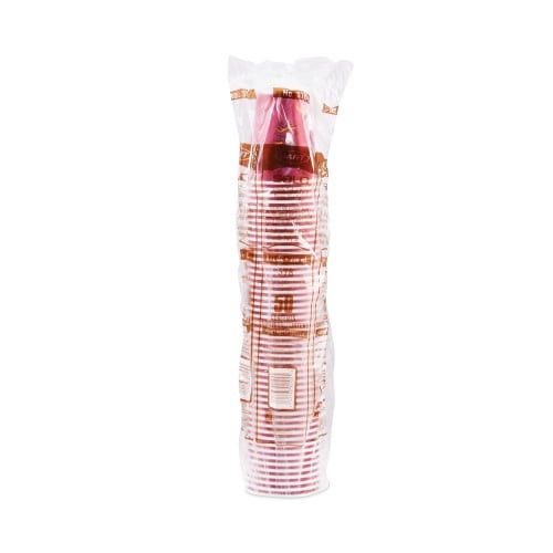 SOLO Paper Hot Drink Cups in Bistro Design, 8 oz, Maroon, 50/Bag, 20 Bags/Carton (378SI) thumbnail 2