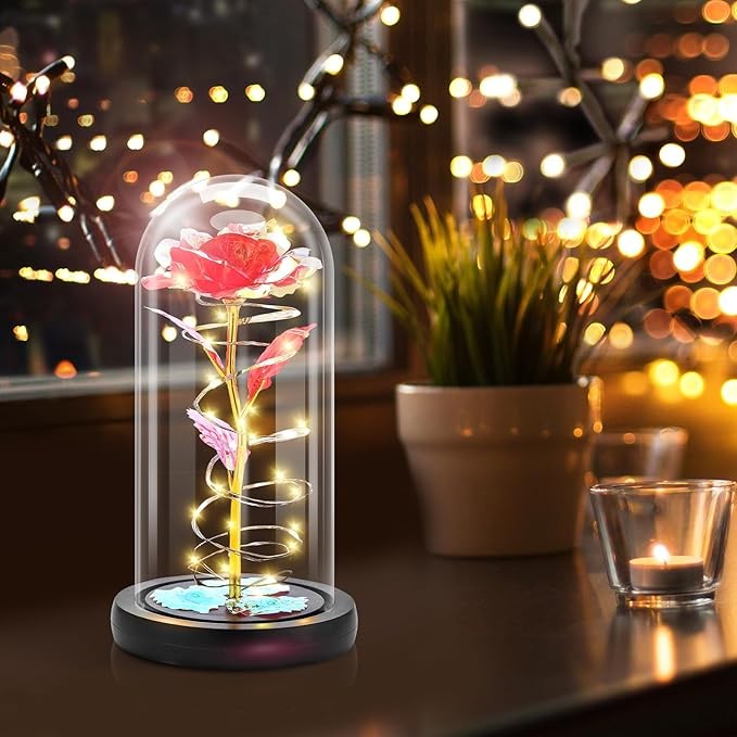 Otlonpe Rose Flower Valentines Day Gifts for Her, Birthday Gifts for Women Mom Wife Girlfriend, Handmade Glass Roses Flowers Womens Gifts for Valentine's Day, Anniversary, Womens Day, Mothers Day