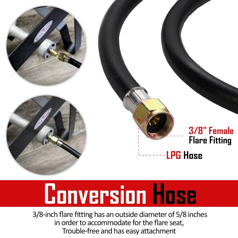 GasOne 4 ft High Pressure Propane 0-20 PSI Adjustable Regulator with Red QCC-1 Type Hose - Works with Newer U.S. Propane Tanks thumbnail 4