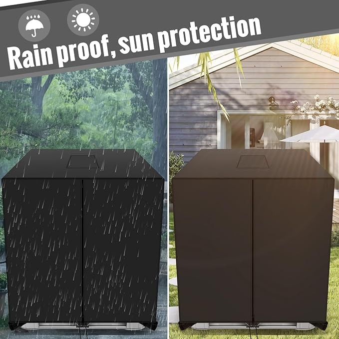IBC Tote Cover for 330 Gallon ï¼ŒZipper 420D Heavy Waterproof Sunscreen Material Water Tank Cover for 330 Gallon 1250L (Black) thumbnail 4