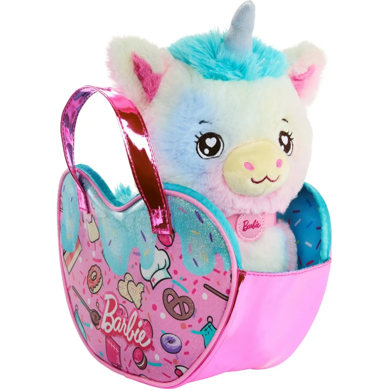 Barbie Stuffed Animals, Unicorn Toys, Plush with Purse and 5 Accessories, Chef Pet Adventure thumbnail 4