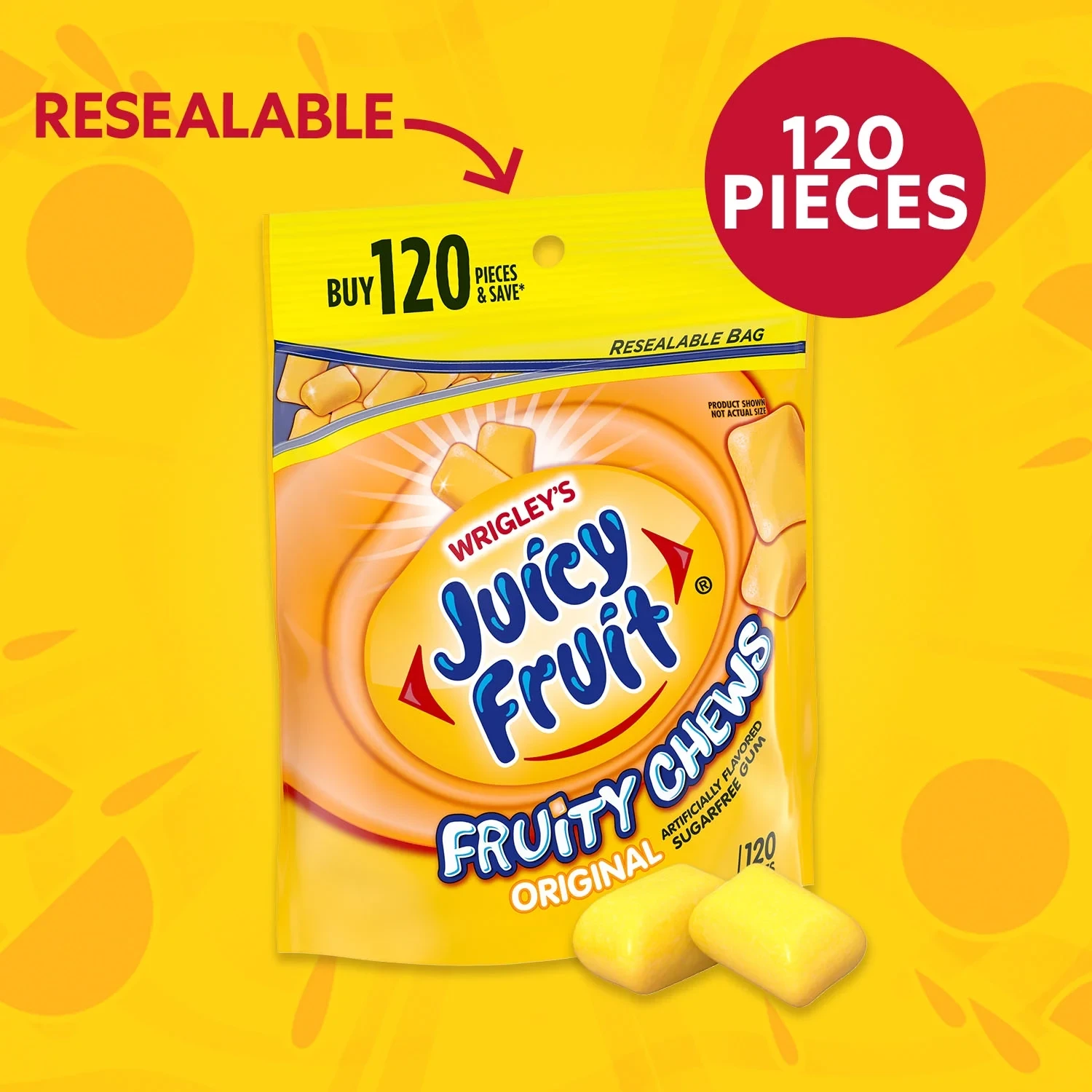 Juicy Fruit Chewing Gum, Value Pack - 120 Count Bulk Gum Bag thumbnail 5