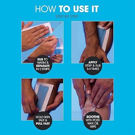 Nad's For Men Body Wax Strips - Wax Hair Removal For Men - At Home Waxing Kit With 20 Waxing Strips + 2 Calming Oil Wipes thumbnail 4