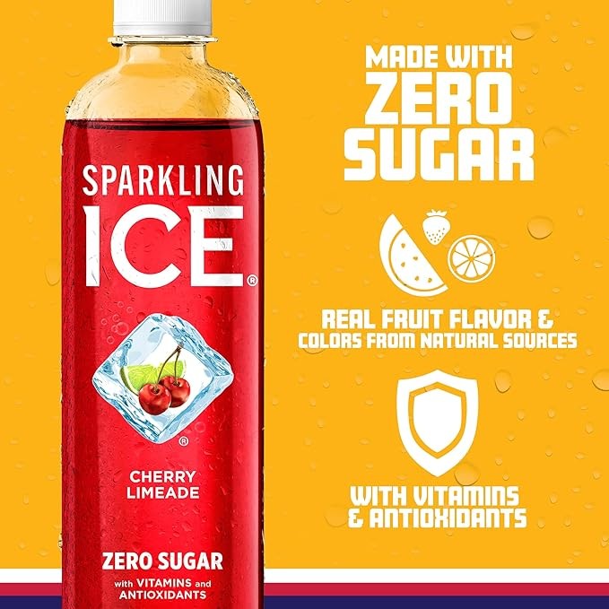 Sparkling Ice, Cherry Limeade Sparkling Water, Zero Sugar Flavored Water, with Vitamins and Antioxidants, Low Calorie Beverage, 17 fl oz Bottles (Pack of 12) thumbnail 4