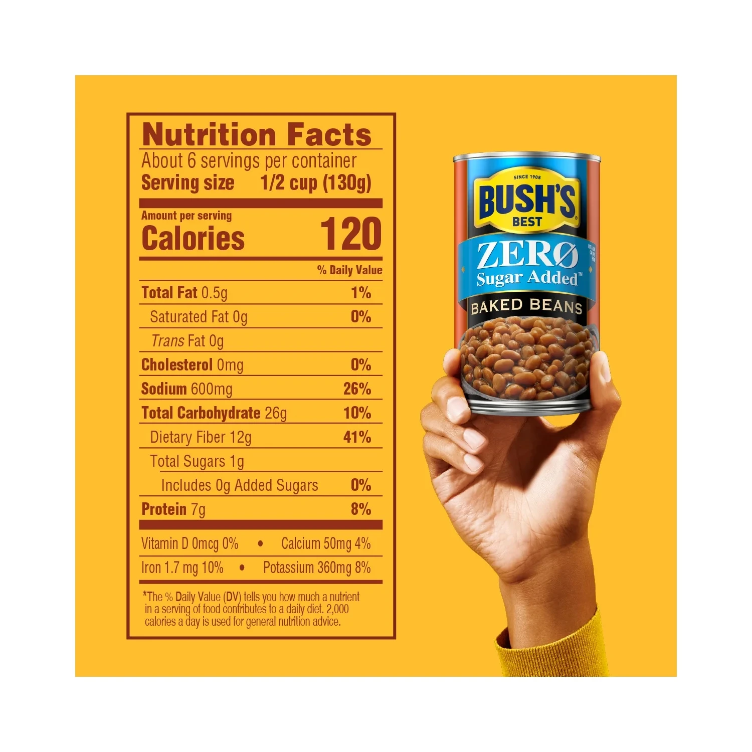Bush's Zero Sugar Added Baked Beans, Canned Beans, 27.5 oz Can thumbnail 4
