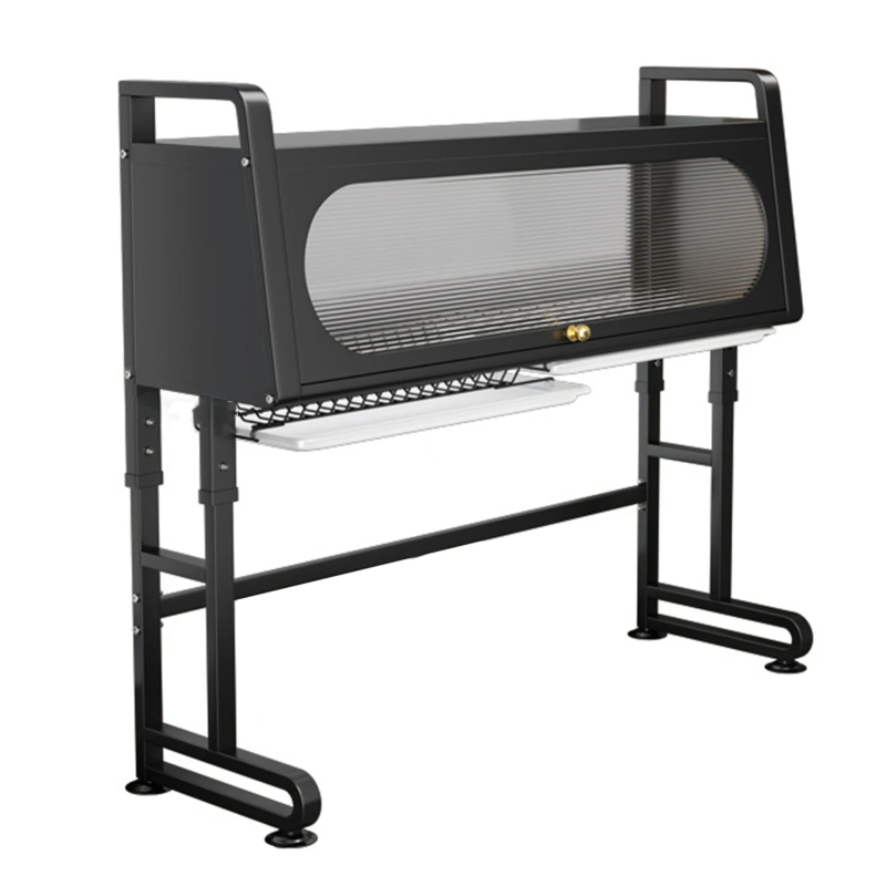 Sink storage rack with cabinet door flip cover, kitchen dish drain rack, storage rack, adjustable dustproof bowl tray