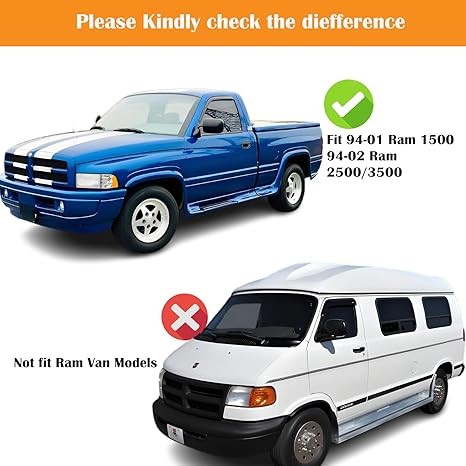 Headlights Assembly compatible with 1994-2001 Dodge Ram 1500,94-02 RAM 2500 3500 (Non-Sport Models) Headlights w/Bulb & Corner Lights, Driver Passenger Side, Chrome Housing Clear Lens thumbnail 4