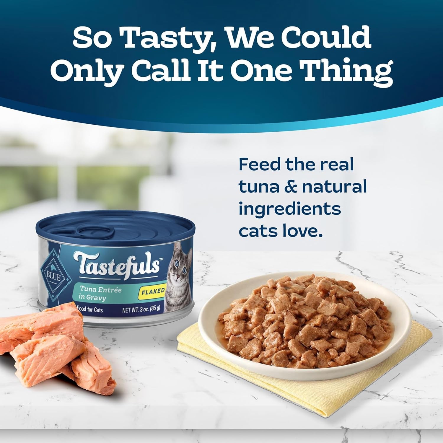 Blue Buffalo Tastefuls Flaked Wet Cat Food, Made with Natural Ingredients, Tuna, 3-oz Cans (24 Count) thumbnail 6