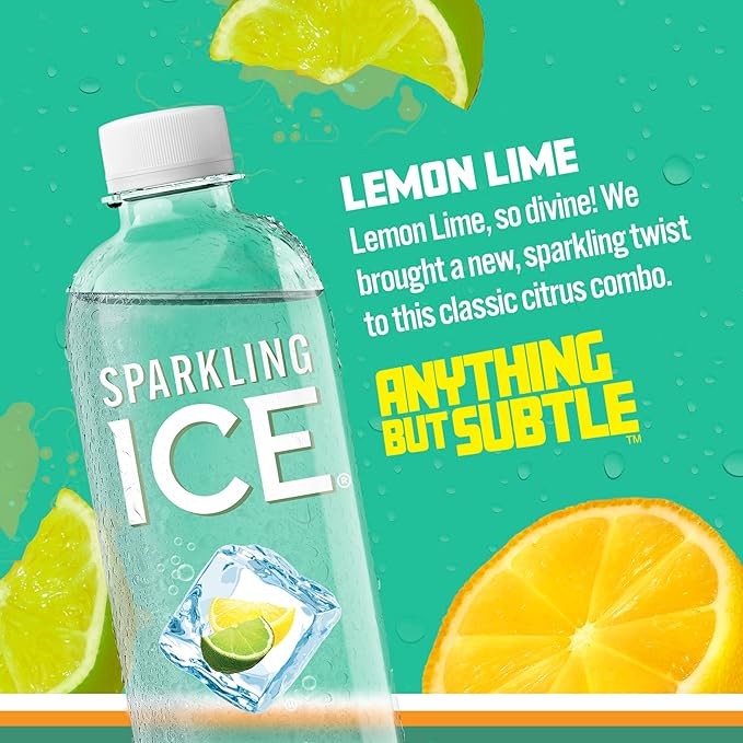 Sparkling Ice, Lemon Lime Sparkling Water, Zero Sugar Flavored Water, with Vitamins and Antioxidants, Low Calorie Beverage, 17 Fl Oz (Pack of 12) thumbnail 2