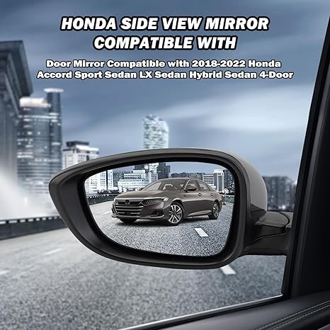 Left Driver Side Mirror Compatible with Honda Accord 2018 2019 2020 2021 Mirrors with Power,Non-Heated,Sport 1.5T, Repalce 76258-TVA-A02 HO1320328, Grey thumbnail 2