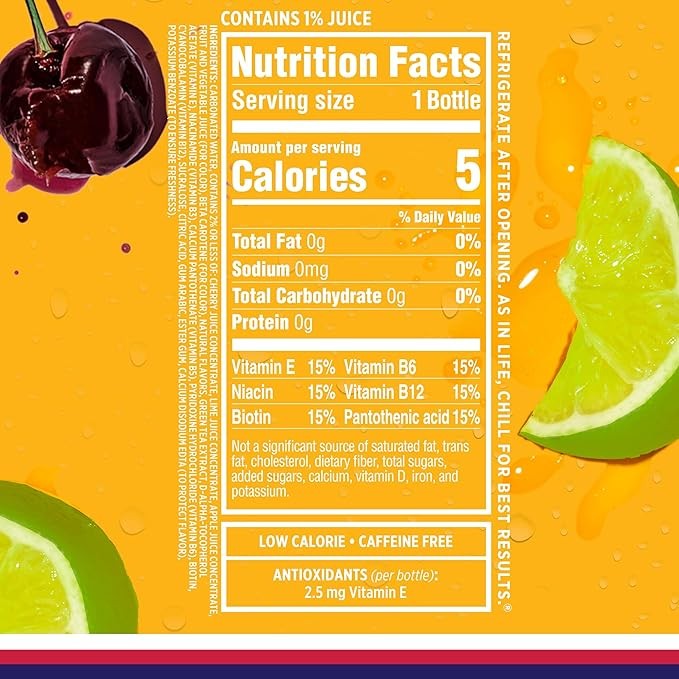 Sparkling Ice, Cherry Limeade Sparkling Water, Zero Sugar Flavored Water, with Vitamins and Antioxidants, Low Calorie Beverage, 17 fl oz Bottles (Pack of 12) thumbnail 6