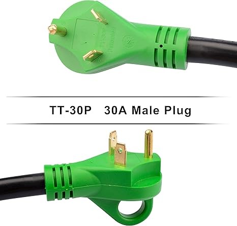 RVGUARD RV Y Adapter Cord with Handle 30 Amp TT-30 Male Plug to Two 30 Amp TT-30 Female, Green thumbnail 6