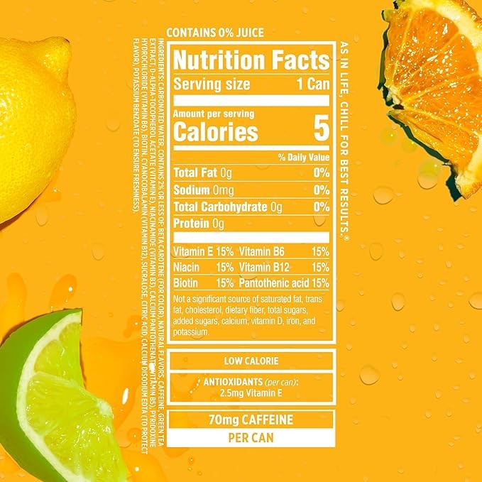 Sparkling Ice Caffeine Citrus Twist Sparkling Water with Caffeine, Zero Sugar, with Antioxidants and Vitamins,16 fl oz Cans (Pack Of 12) thumbnail 6