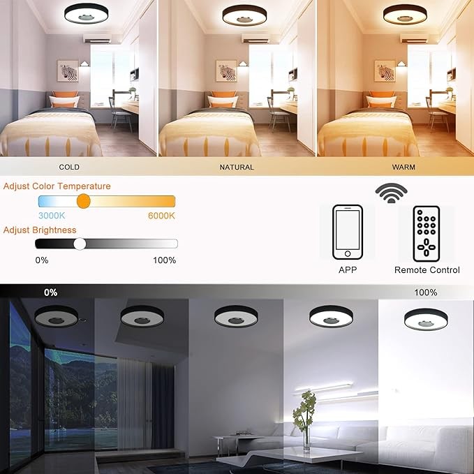 Smart LED Waterproof Shower Ceiling Light Fixture With Bluetooth Speaker,11Inch 18W,3000-6500K,Dinmmable Music Lamp RGB Color Changing With App+2.4G Remote Control For Bathroom,Bedroom,Kids Room thumbnail 2