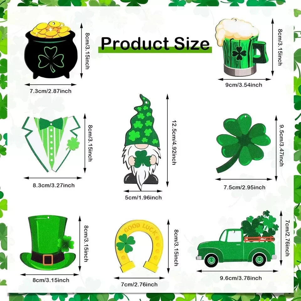 St. Patrick's Day Ornaments Wooden St. Patricks Day Decorations Lucky Hanging Or thumbnail 5