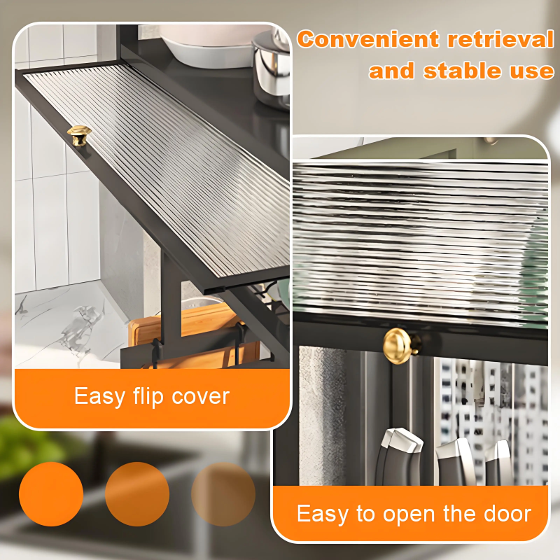 Dustproof Kitchen Organizer Rack, Kitchen Storage Cabinet, Dish Draining Dustproof Rack, Chopstick Holder, Dish and Sink Rack XL 2-tier thumbnail 2